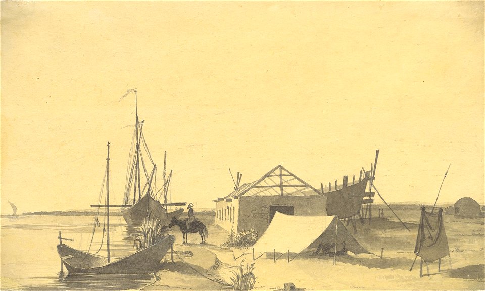 1848 - 202 - Rayim shipyard at Syr Darya, June 1848, Taras Shevchenko