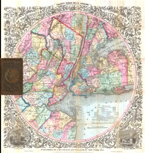 1846 Colton Map of New York City and Vicinity (33 Miles Around) - Geographicus - NewYork33MilesAround-colton-1855