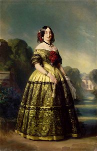 1847 portrait of the Duchess of Montpensier (Infanta Luisa Fernanda of Spain) by Winterhalter. Free illustration for personal and commercial use.