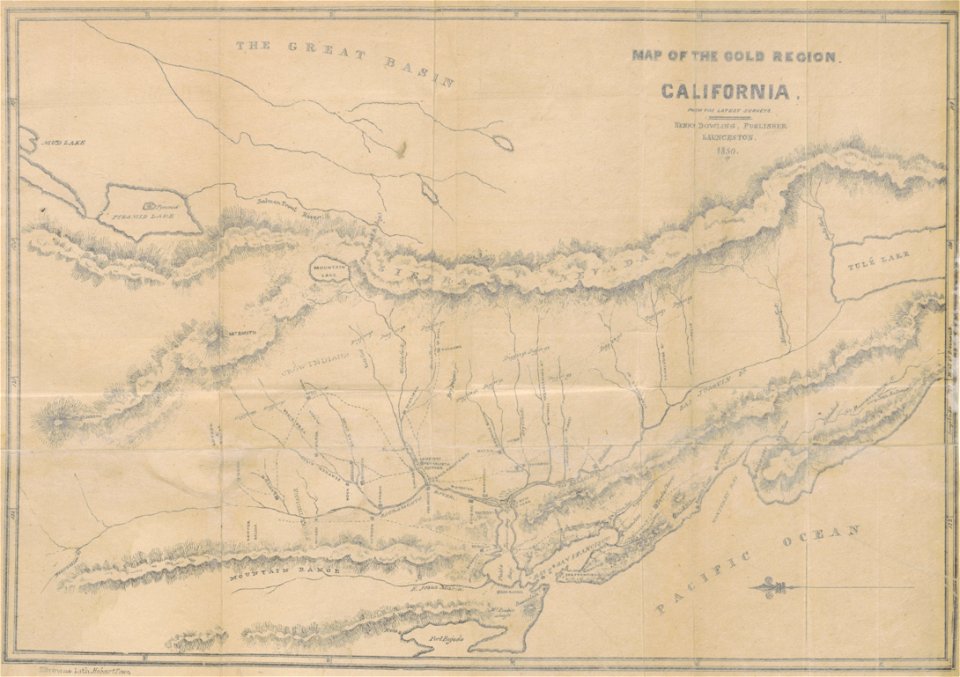 (1850) MAP OF THE GOLD REGION CALIFORNIA - Free Stock Illustrations