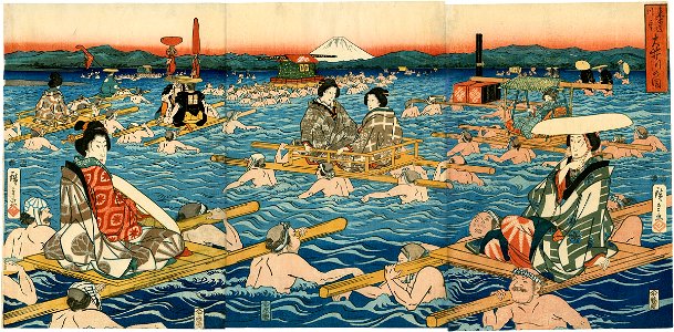 Utagawa Hiroshige Crossing the Ōi river