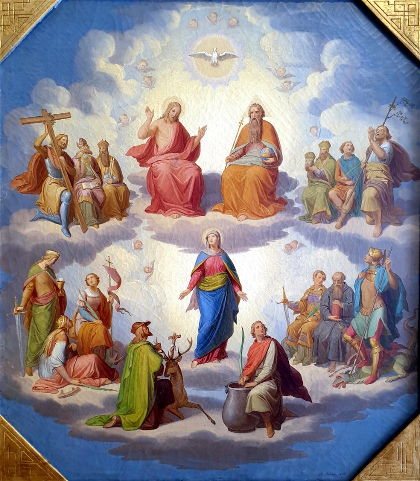1850 Palme Die Heilige Dreifaltigkeit und Maria umgeben von den 14 Nothelfern Historisches Museum Bamberg anagoria