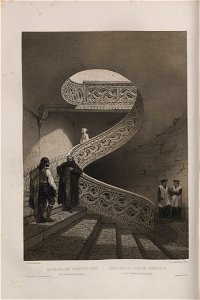 1850, España artística y monumental, vistas y descripción de los sitios y monumentos más notables de españa, vol 3, Escalera del claustro alto de la catedral de Pamplona