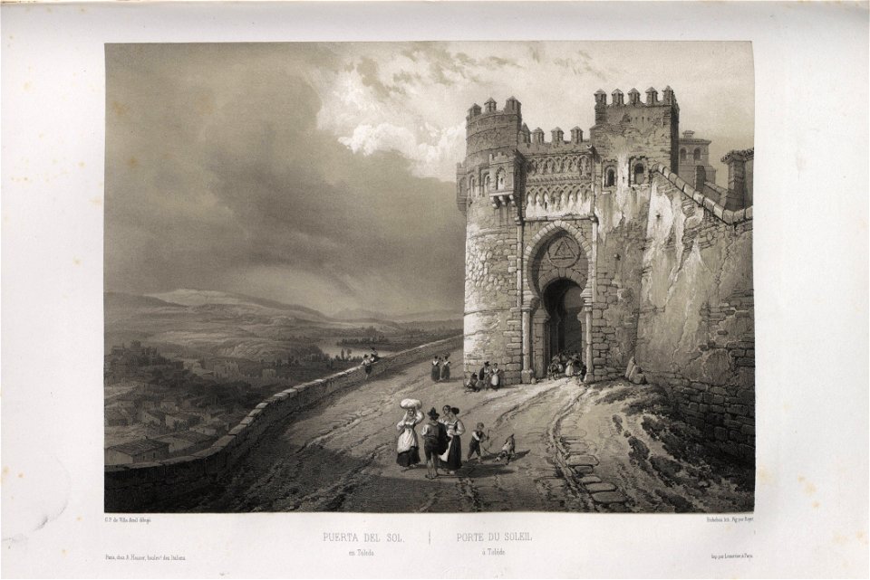 1850, España artística y monumental, vistas y descripción de los sitios y monumentos más notables de españa, vol 3, Puerta del Sol en Toledo