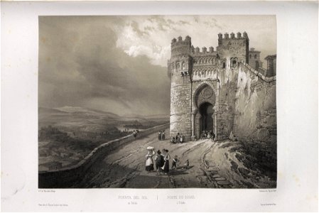 1850, España artística y monumental, vistas y descripción de los sitios y monumentos más notables de españa, vol 3, Puerta del Sol en Toledo