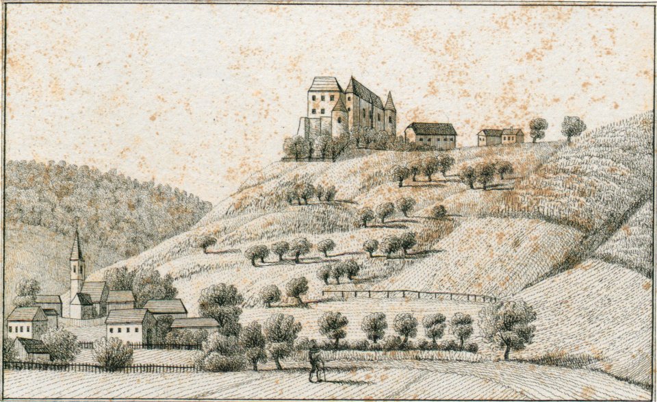 185 Schloss Monsberg, Majsperk - Marburger Kreis - J.F.Kaiser Lithografirte Ansichten der Steiermark 1830 (2)