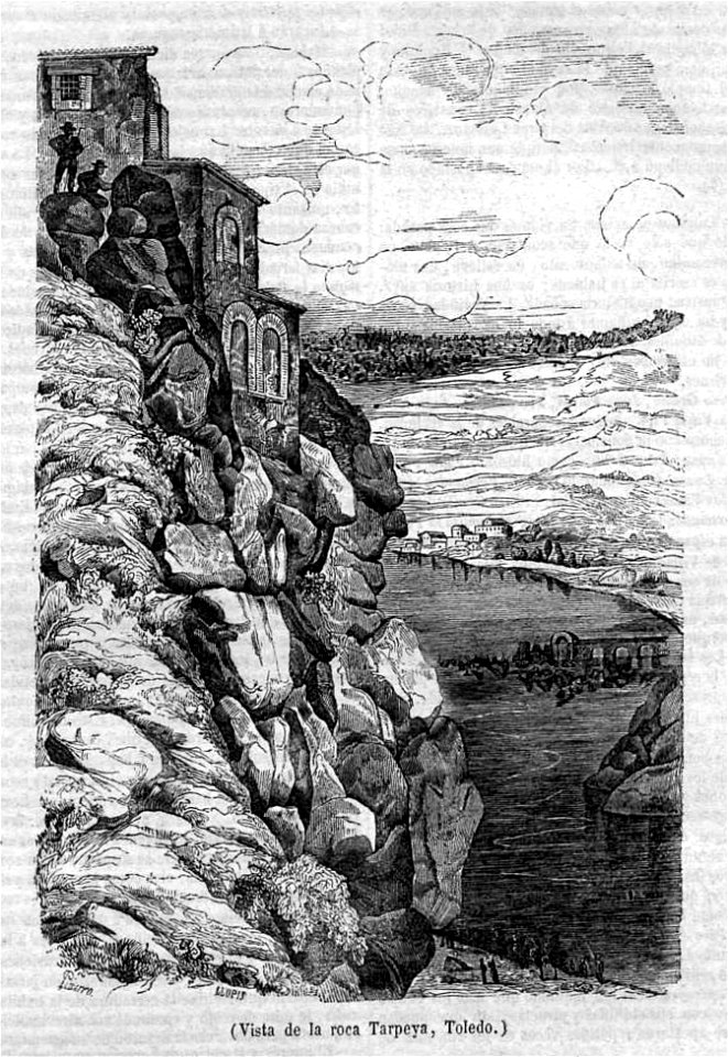 1850-06-23, Semanario Pintoresco Español, Vista de la roca Tarpeya, Toledo, Pizarro, Llopis