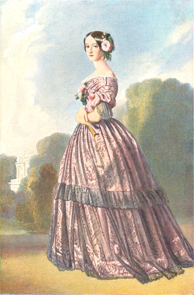 1850s watercolour portrait of Princess Francisca of Brazil, Princess of Joinville by Winterhalter (Versailles)