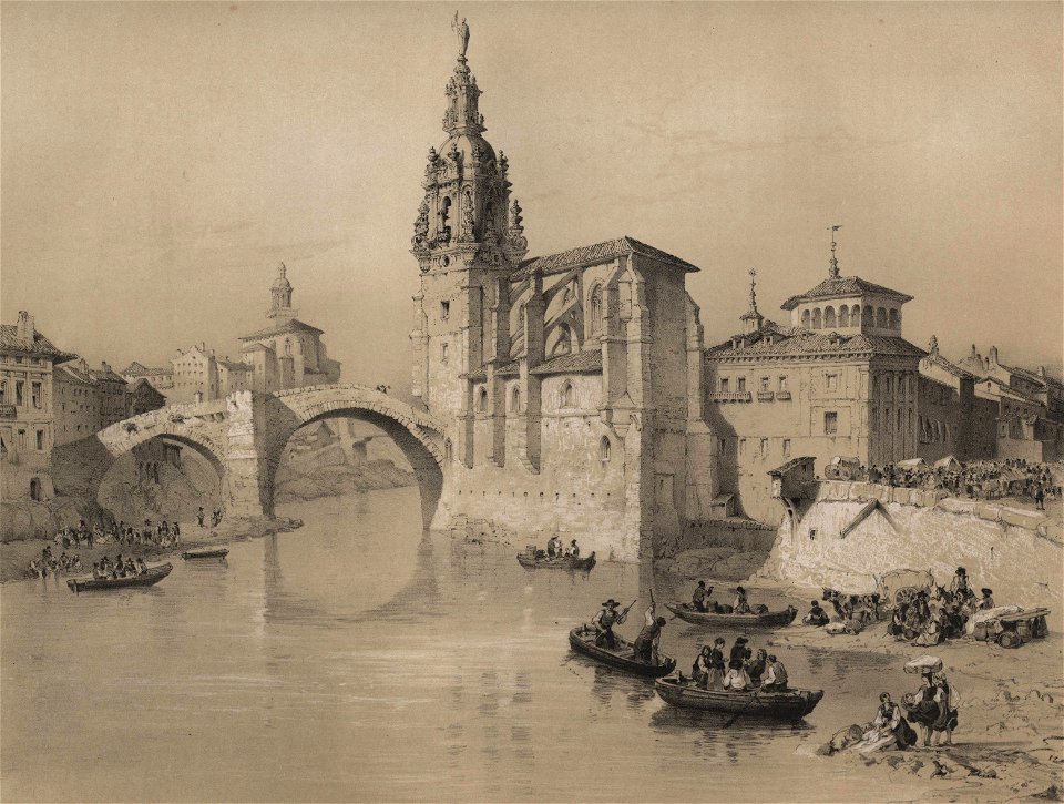 1850, España artística y monumental, vistas y descripción de los sitios y monumentos más notables de españa, vol 3, Yglesia de San Antonio Abad en Bilbao (cropped)