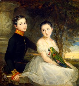 Christina Robertson - Children with Parrot, 1850