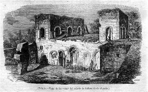 1851-05-11, Semanario Pintoresco Español, Toledo, Vista de las ruinas del palacio de Galiana desde el patio, Pizarro