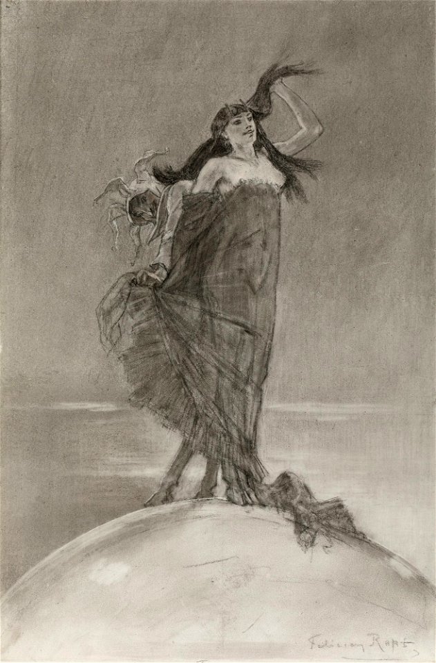 Félicien Rops - Woman and Madness dominating the world