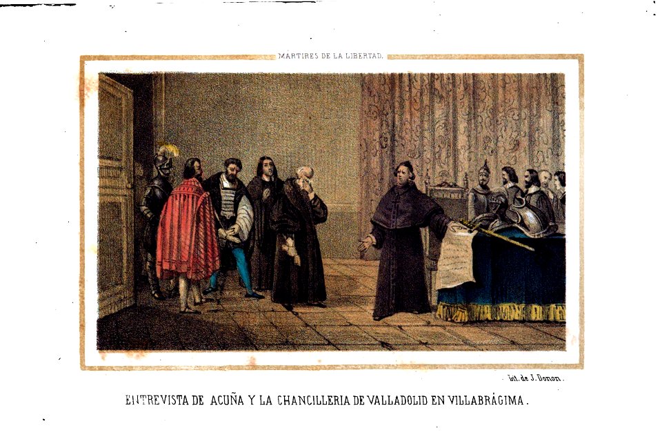 1853, Los mártires de la libertad española, vol I, Entrevista de Acuña y la Chancillería de Valladolid en Villabrágima