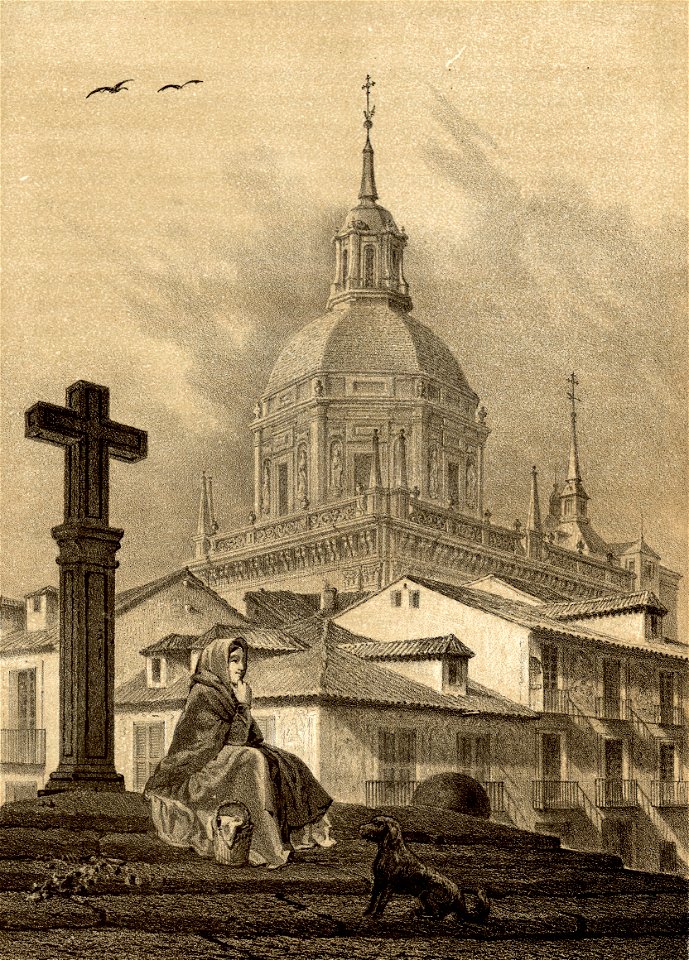 1853, Recuerdos y bellezas de España, Castilla la Nueva, tomo I, Esterior de la capilla de San Isidro en la parroquia de San Andrés, Madrid (cropped)