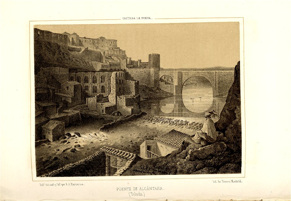 1853, Recuerdos y bellezas de España, Castilla la Nueva, tomo I, Puente de Alcántara, Toledo