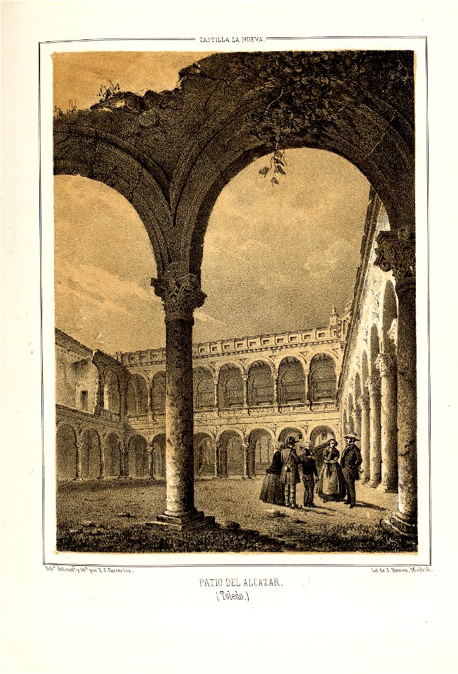 1853, Recuerdos y bellezas de España, Castilla la Nueva, tomo I, Patio del Alcázar, Toledo