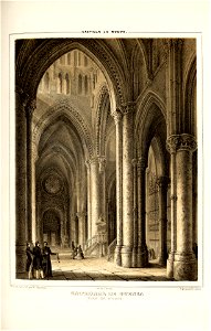 1853, Recuerdos y bellezas de España, Castilla la Nueva, tomo II, Catedral de Cuenca, nave del cruzero. Free illustration for personal and commercial use.