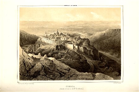 1853, Recuerdos y bellezas de España, Castilla la Nueva, tomo II, Cuenca, desde el cerro de San Cristoval, jpg
