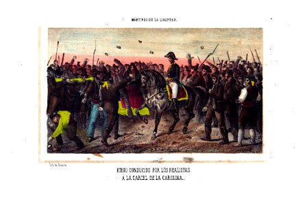 1853, Los mártires de la libertad española, vol II, Riego conducido por los realistas á la cárcel de la Carolina
