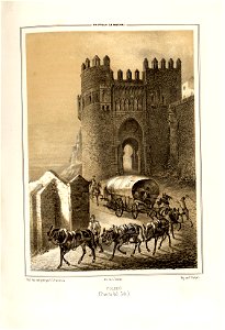 1853, Recuerdos y bellezas de España, Castilla la Nueva, tomo I, Toledo, Puerta del Sol. Free illustration for personal and commercial use.