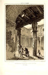 1853, Recuerdos y bellezas de España, Castilla la Nueva, tomo II, Ruinas del palacio del Duque de Frías (Ocaña). Free illustration for personal and commercial use.