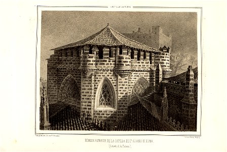 1853, Recuerdos y bellezas de España, Castilla la Nueva, tomo I, Remate esterior de la capilla de don Álvaro de Luna, catedral de Toledo