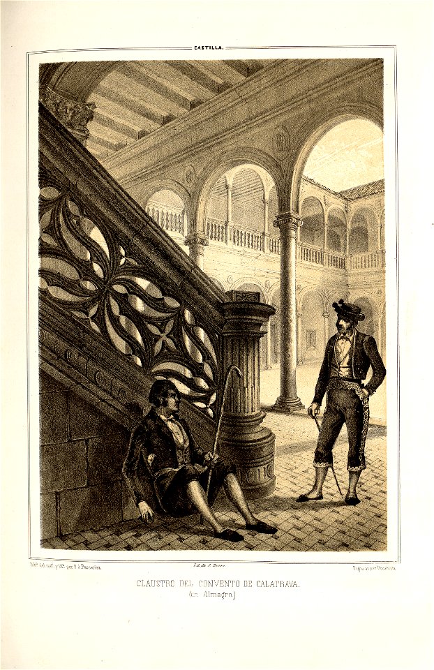 1853, Recuerdos y bellezas de España, Castilla la Nueva, tomo II, Claustro del convento de Calatrava, en Almagro