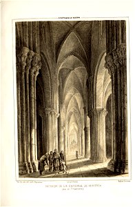 1853, Recuerdos y bellezas de España, Castilla la Nueva, tomo II, Interior de la catedral de Sigüenza, sin el trascoro. Free illustration for personal and commercial use.
