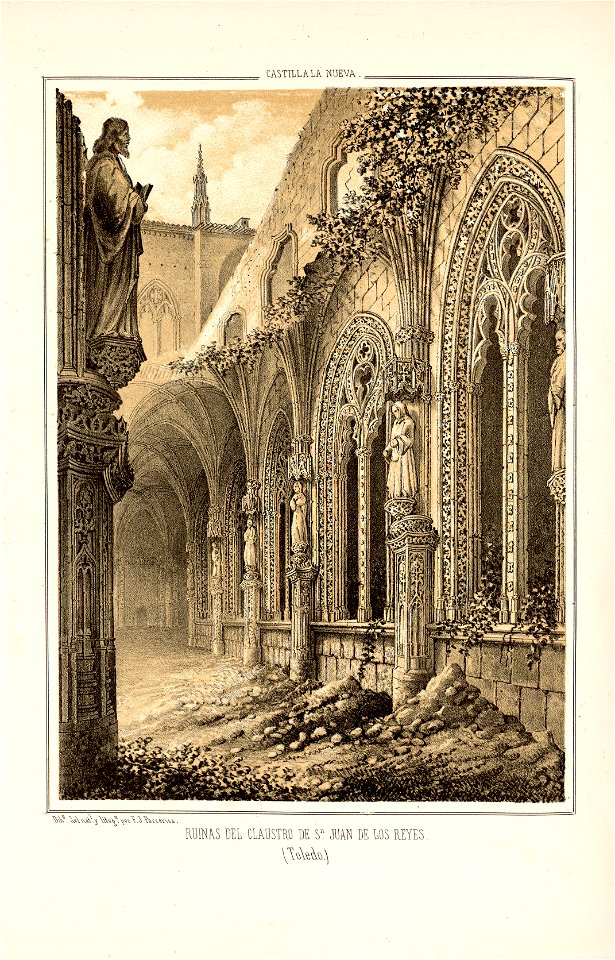 1853, Recuerdos y bellezas de España, Castilla la Nueva, tomo II, Ruinas del claustro de San Juan de los Reyes, Toledo