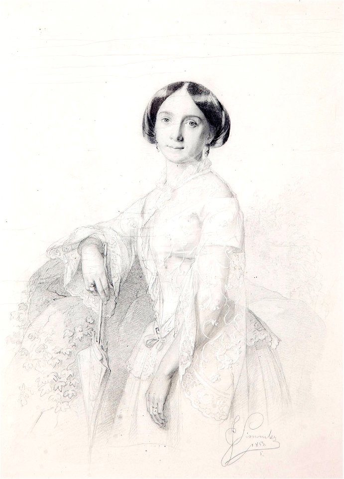 Józef Simmler - Portret damy z parasolką 1853