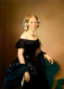 Joseph Weidner Bildnis einer Dame mit Rosen im Haar 1854