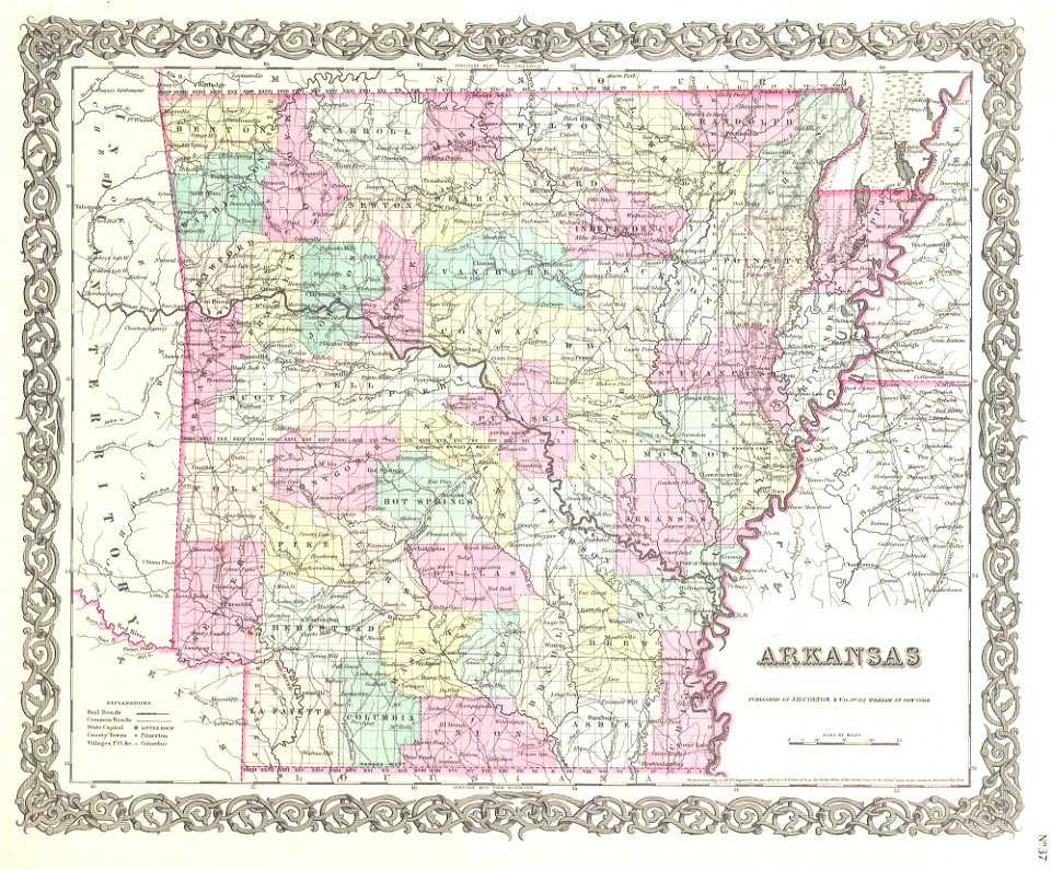 1855 Colton Map of Arkansas - Geographicus - Arkansas-colton-1855