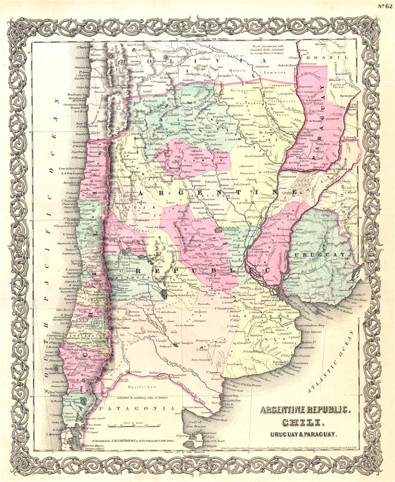 1855 Colton Map of Argentina, Chile, Paraguay and Uruguay - Geographicus - ArgentinaChile-colton-1855