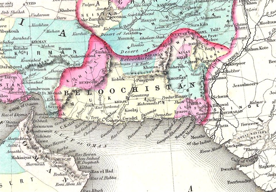 1855 Colton Map of Balochistan