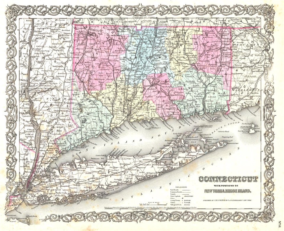 1855 Colton Map of Connecticut and Long Island - Geographicus - ConnecticutLongIsland-colton-1855