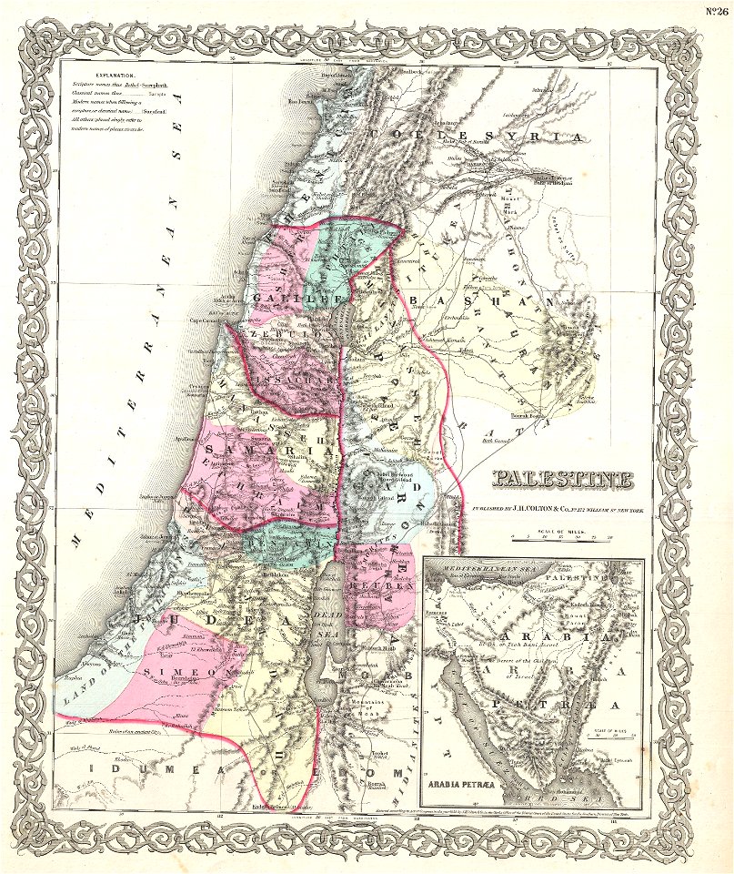1855 Colton Map of Israel, Palestine or the Holy Land - Geographicus - PalestineIsrael-colton-1855