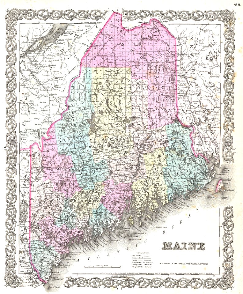 1855 Colton Map of Maine - Geographicus - Maine-colton-1855