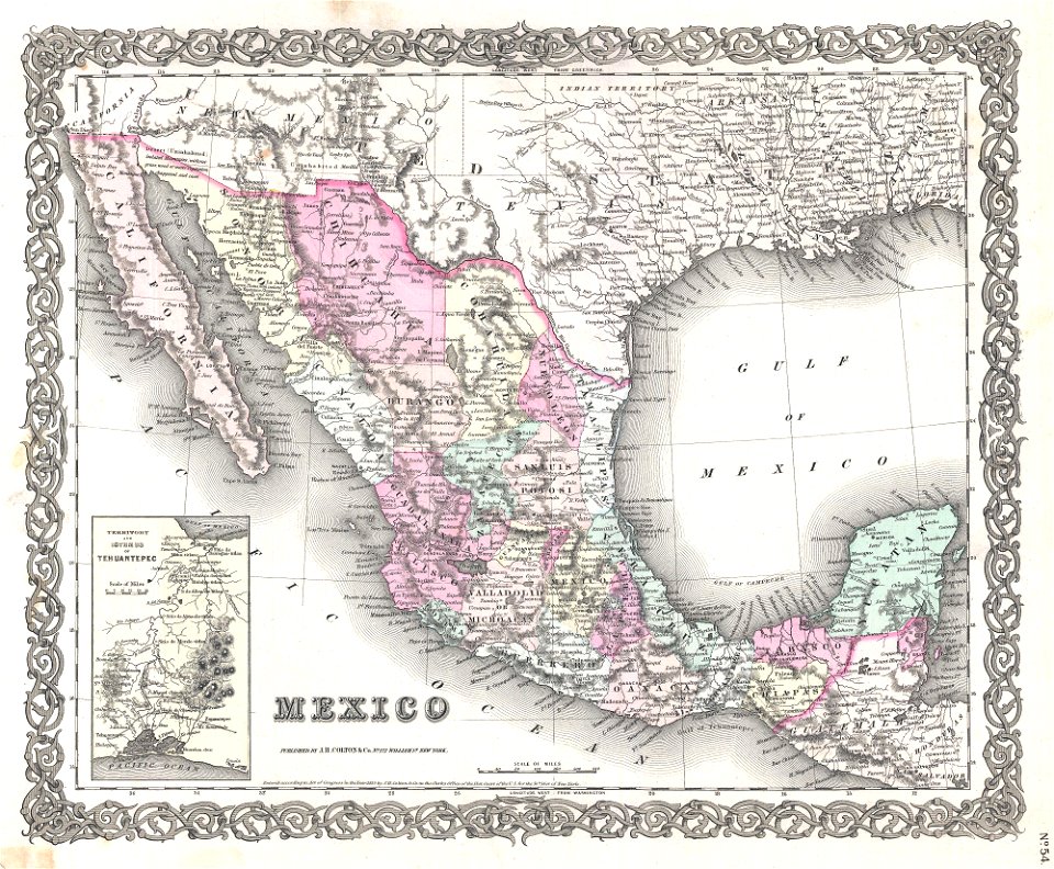 1855 Colton Map of Mexico - Geographicus - Mexico-colton-1855