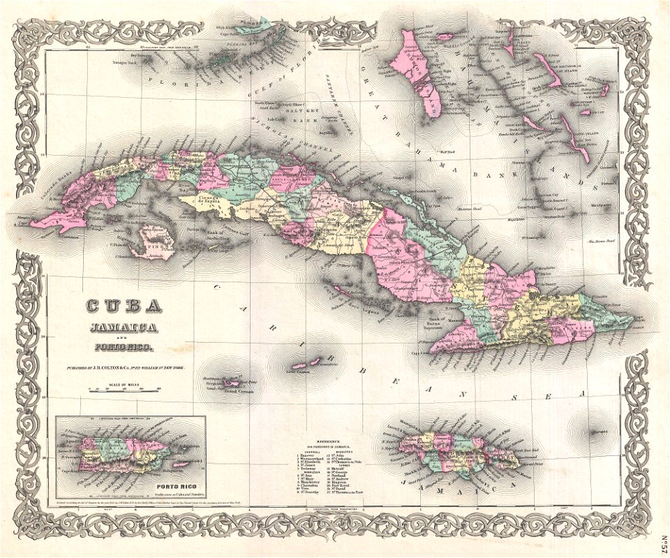 1855 Colton Map of Cuba, Jamaica and Porto Rico - Geographicus - Cuba-colton-1855
