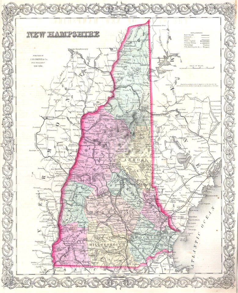 1855 Colton Map of New Hampshire - Geographicus - NewHampshire-colton-1855