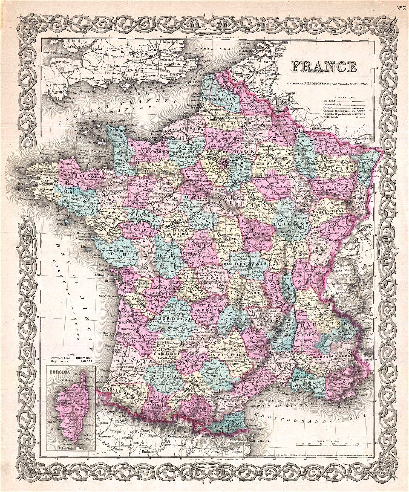 1855 Colton Map of France - Geographicus - France-colton-1855