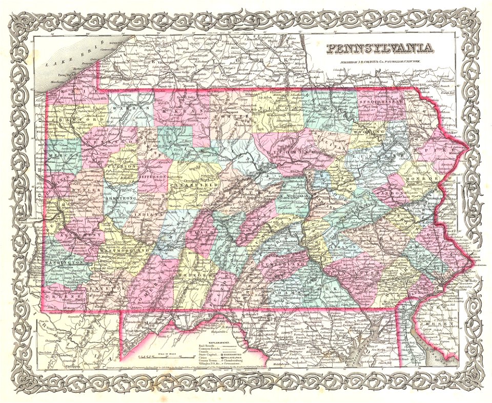 1855 Colton Map of Pennsylvania - Geographicus - Pennsylvania-colton-1855