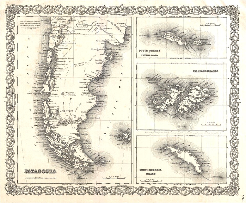 1855 Colton Map of Patagonia and the Falkland Islands. - Geographicus - Patagonia-colton-1855