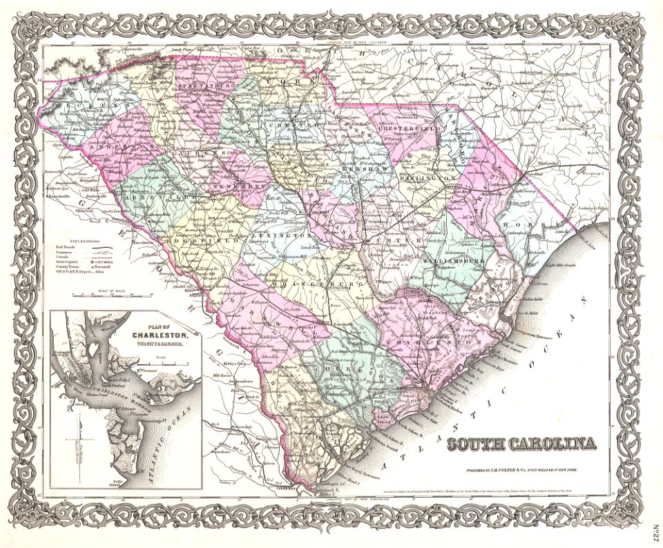 1855 Colton Map of South Carolina - Geographicus - SouthCarolina-colton-1855