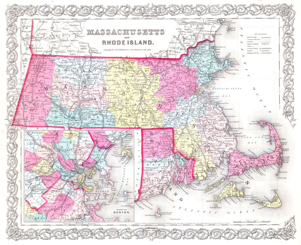 1855 Colton Map of Massachusetts and Rhode Island - Geographicus - MA-colton-1855