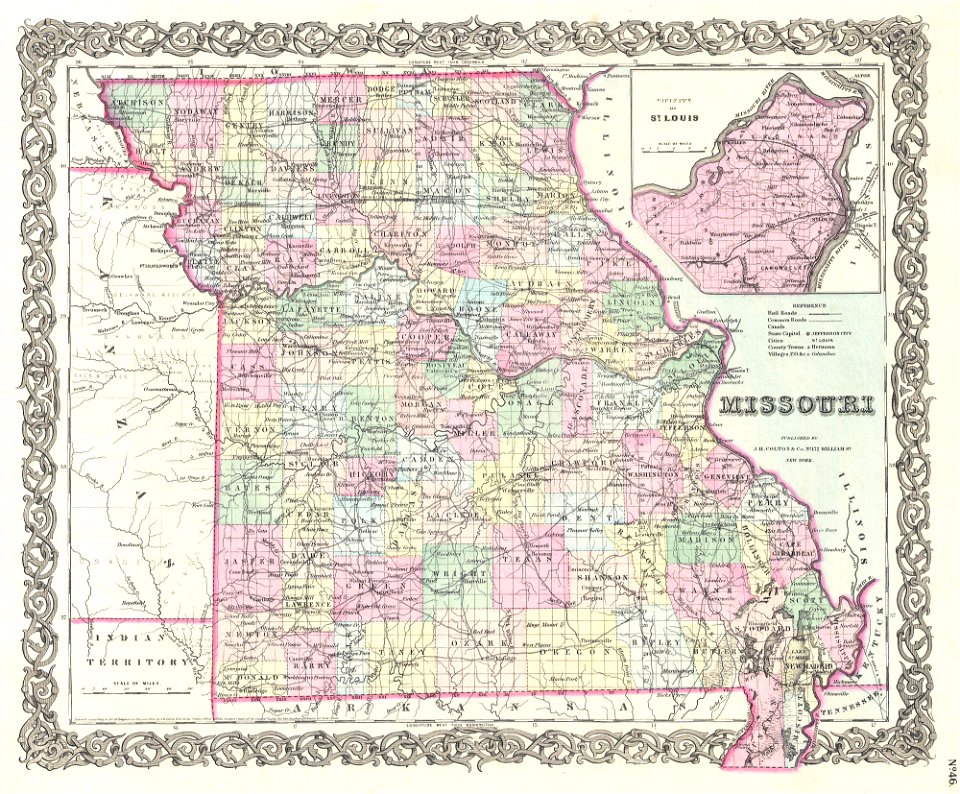 1855 Colton Map of Missouri - Geographicus - Missouri-colton-1855