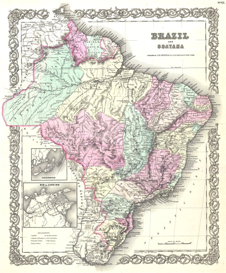 1855 Colton Map of Brazil and Guyana - Geographicus - Brazil-colton-1855
