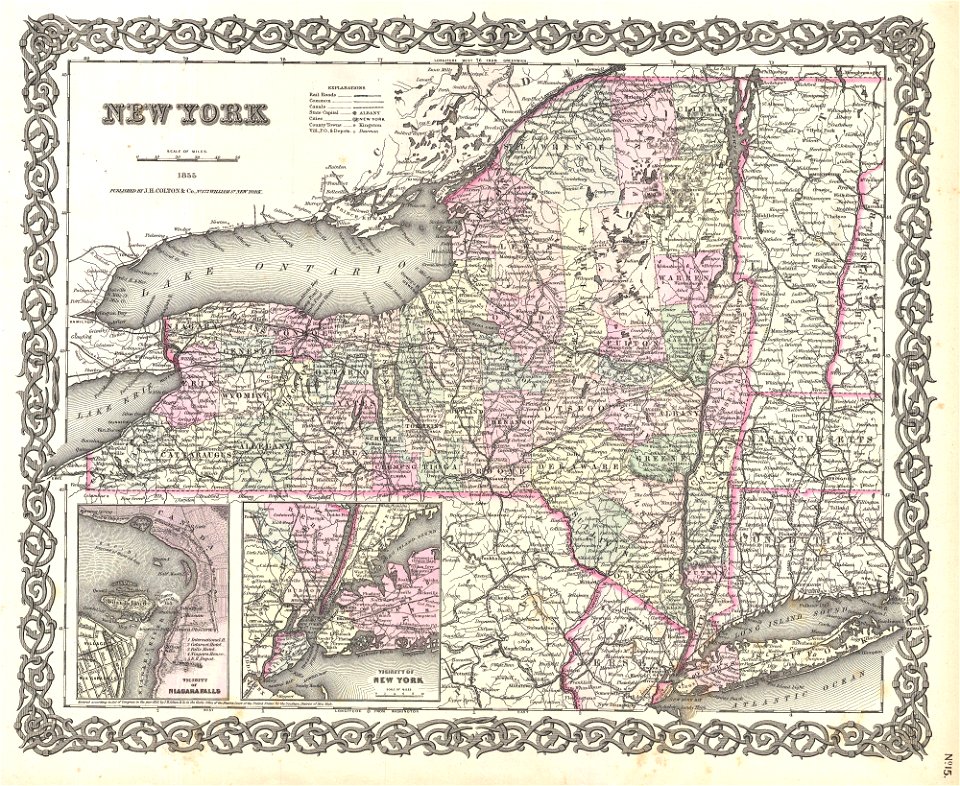 1855 Colton Map of New York - Geographicus - NewYork-colton-1855