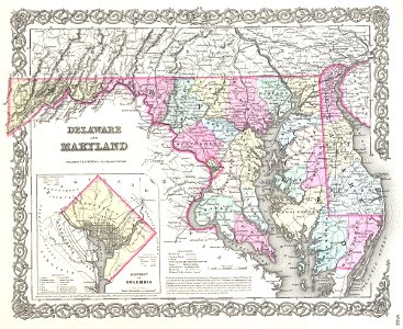 1855 Colton Map of Delaware, Maryland, and District of Columbia - Geographicus - MarylandDelaware-colton-1855