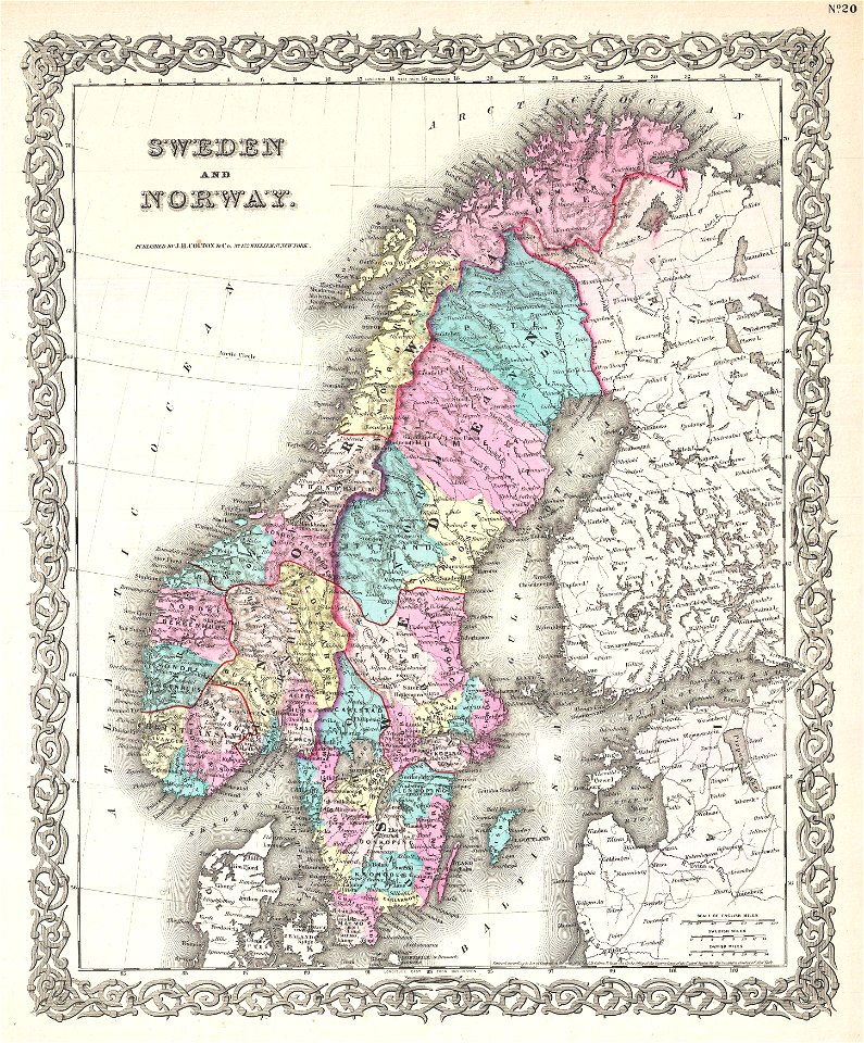 1855 Colton Map of Scandinavia, Norway, Sweden, Finland - Geographicus - SwedenNorway-colton-1855